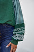 Contrast Print Striped Raglan Crew Neck Loose Long Sleeve Top